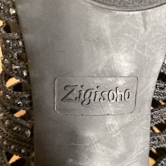 Zigisoho- Black sparkle rhinestone lattice heels- Womens size 8.5 - Picture 10 of 12